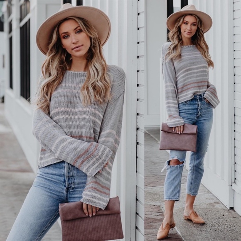 Vici Good Golly Striped Crop Knit Sweater